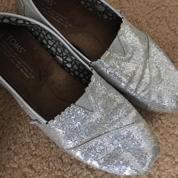 Toms 8 Silver Glitter Toms