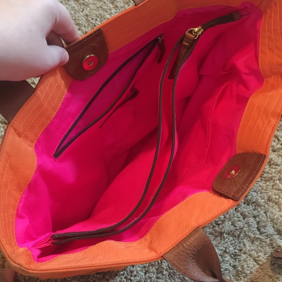 Orange nylon Dooney & Burke purse - Picture 2 of 4