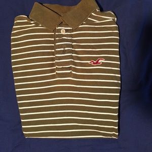 Green and white striped Hollister polo