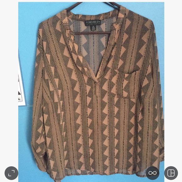 Brown forever 21 3/4 sleeve blouse
