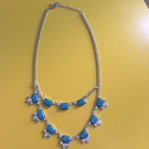 Teal/Crystal chain necklace