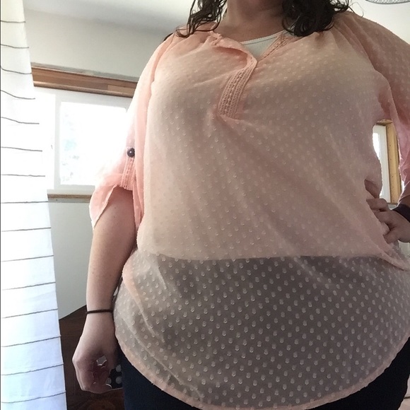 Peach sheer dotted tunic
