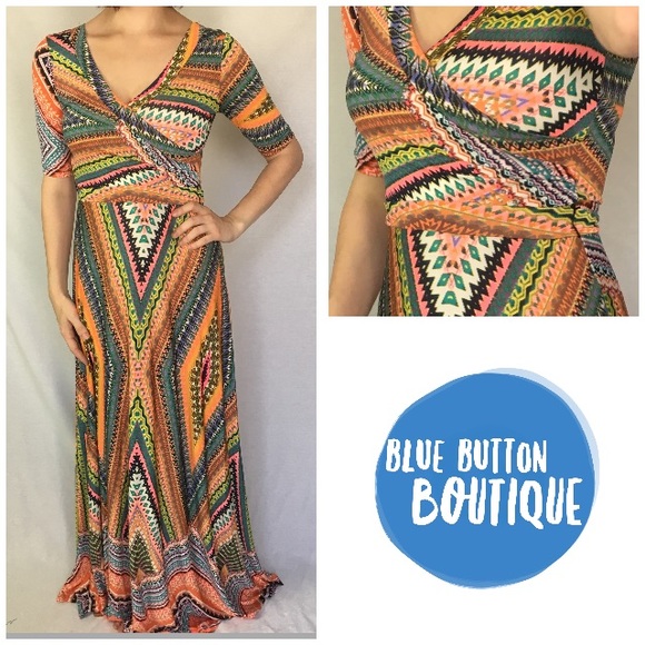 REDUCED Orange Multi Maxi Dress - Picture 1 of 4