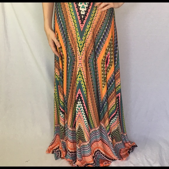 REDUCED Orange Multi Maxi Dress - Picture 2 of 4