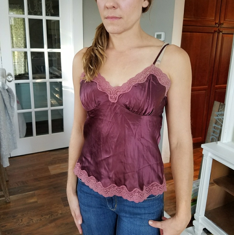 Abercrombie & Fitch Silk Cami with Lace Trim
