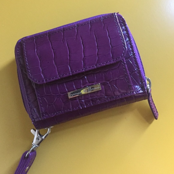 Samantha Brown Handbags - Purple Faux-Leather Wristlet w/ ID pocket