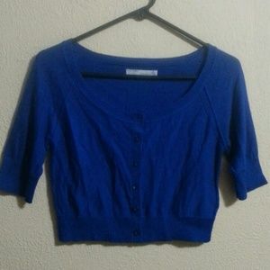 Blue Button Up 1/4 Sleeve Shrug
