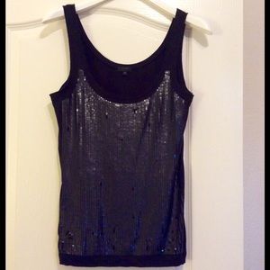 J Crew BLACK Tissue Sequin Embellished Tank Top