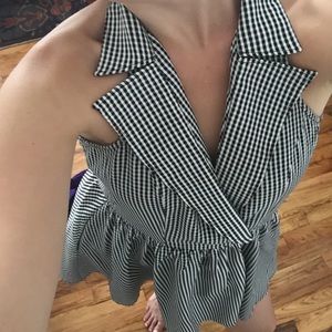 Checkered black and white wrap dress