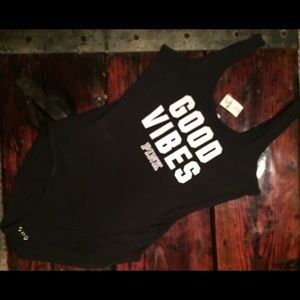 Victoria Secret body suit "Good Vibes" pink