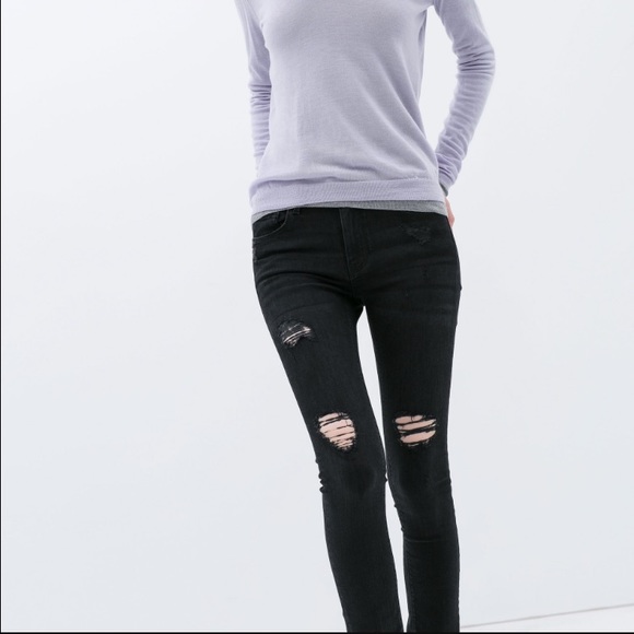 Zara distressed skinny jeans