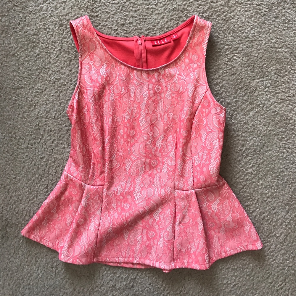 Pink lace peplum top