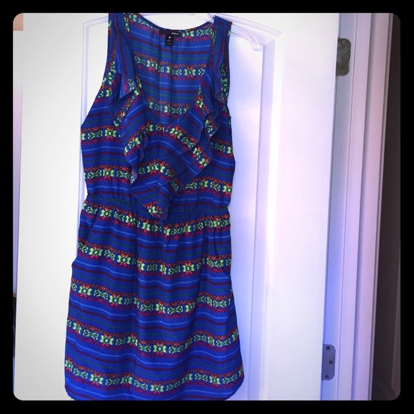 Aqua Dresses & Skirts - Aqua Bloomingdale's Vneck blue dress BoHo ruffles