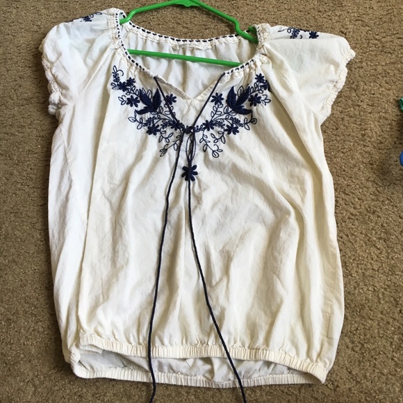 Cream and navy shirt