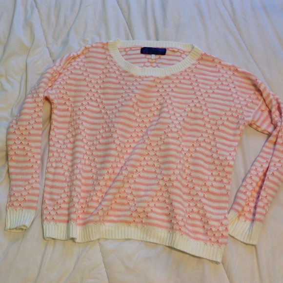 pink and white oversized sweater
