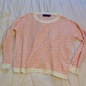 pink and white oversized sweater