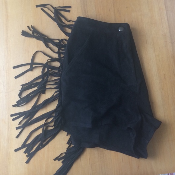 Black fringe shorts from Missguided