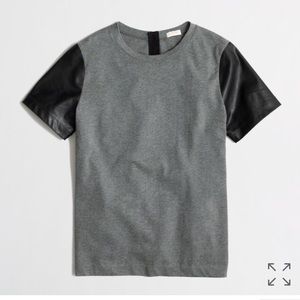 J.Crew Tee With Leather Sleeves