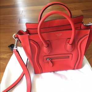*SOLD* Celine nano luggage tote vermillion orange/red