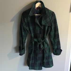 Tartan, wool trench coat