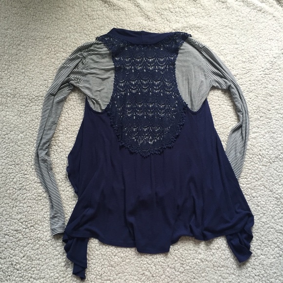 Boutique Jackets & Blazers - Crocheted Navy Vest