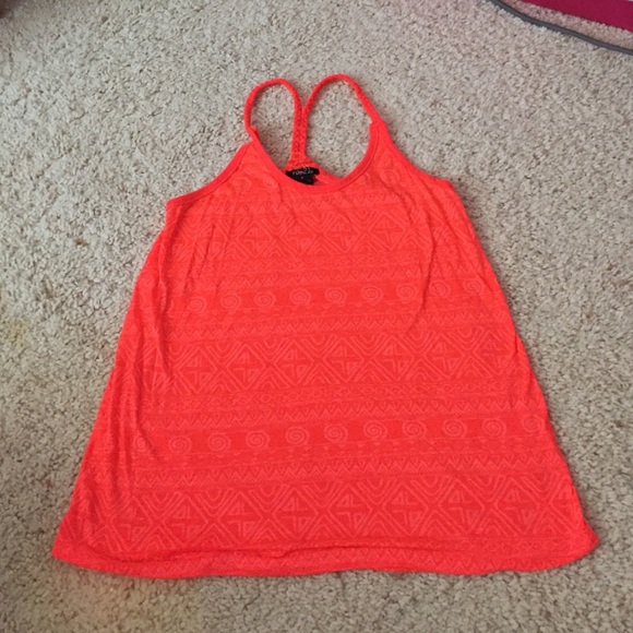 Neon Orange Aztec Tank Top