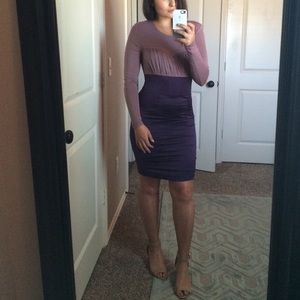 Long sleeve purple bodycon dress