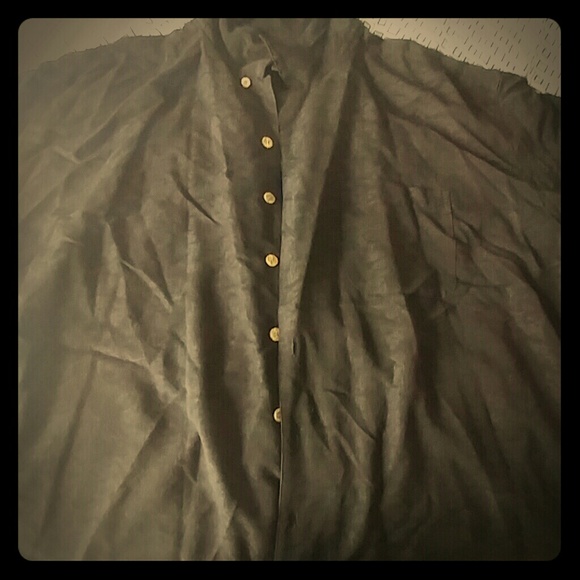 Black Casual Short Sleeve Button Down
