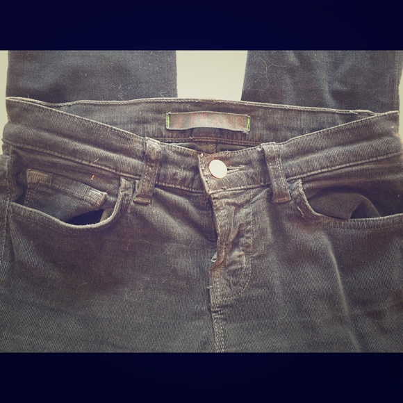 J Brand, low rise, pencil leg cords. Dark gray, 24