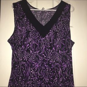 Purple and Black Floral Tunic Tank