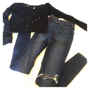 Abercrombie high waisted jeans & express crop top.