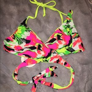 Coral Tropic Splash /Yellow Reversible Wrap Bikini