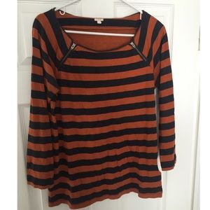 Jcrew orange and black striped shirt- size M