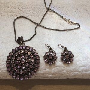 Amethyst necklace & matching earrings