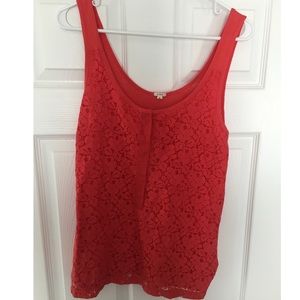 Jcrew lace poppy red tank