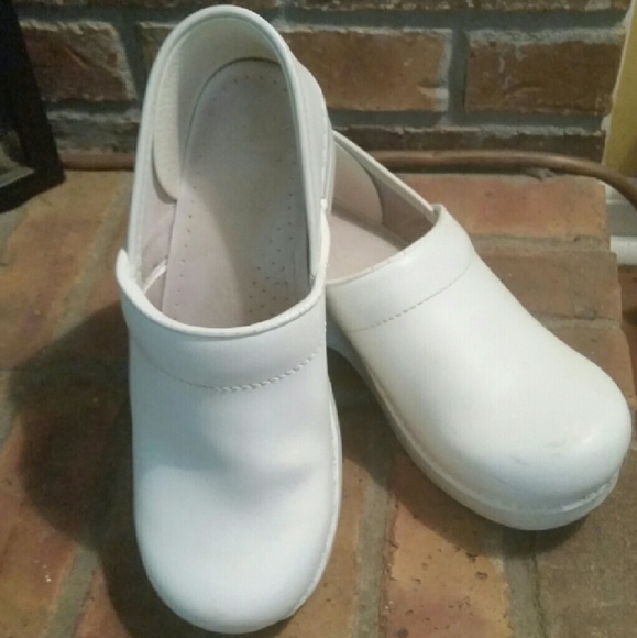 Dansko Pro XP White Leather Clogs