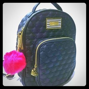 Betsy Johnson Purse Backpack Quilted Black