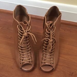 Express brown fall heel boots size 7