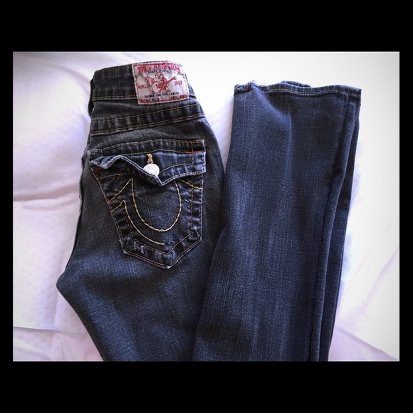 True Religion faded black straight jeans. Size 26