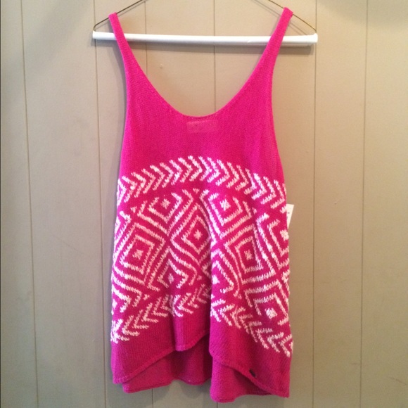 Hollister pink, with white zig zags, tank top