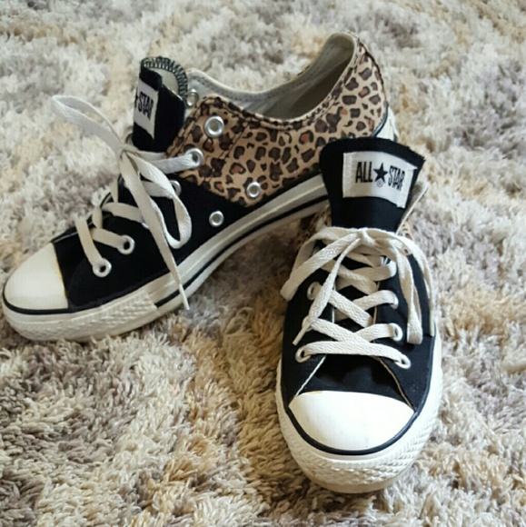 Black and leopard print chucks
