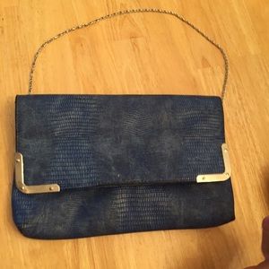 Blue envelope clutch