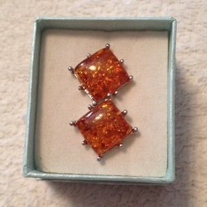 Pressed Amber Earrings NIB