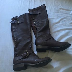 🚫 SOLD 🚫 Faux Brown Leather Knee High Boots