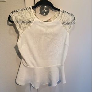 Size medium, white peplum top