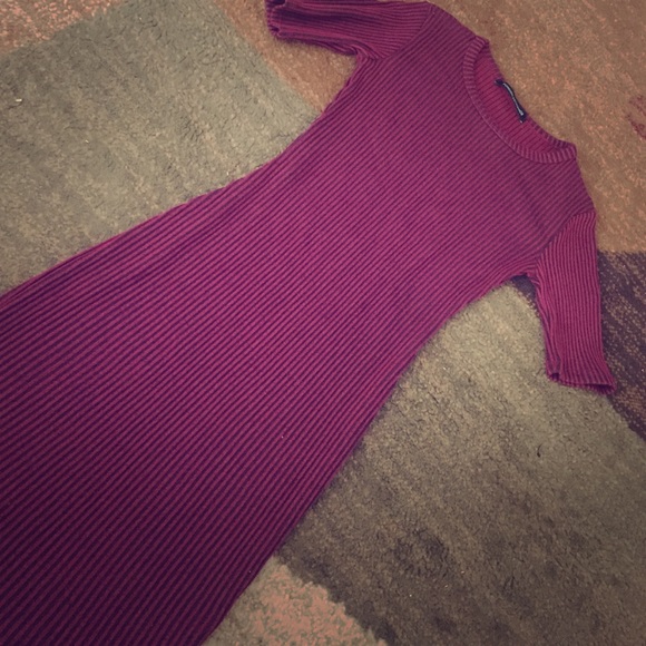Burgundy and black ribbed dress