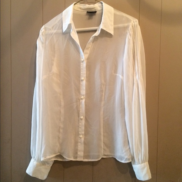 Sheer white long sleeve blouse