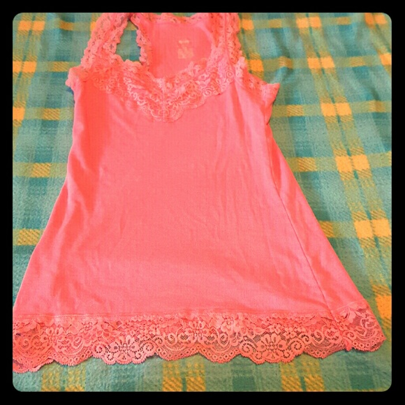Pink lace tank top