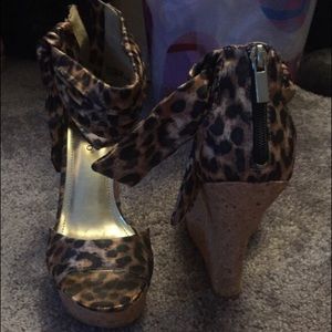 Leopard print wedges