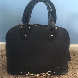 Black Handbag with Gold Details